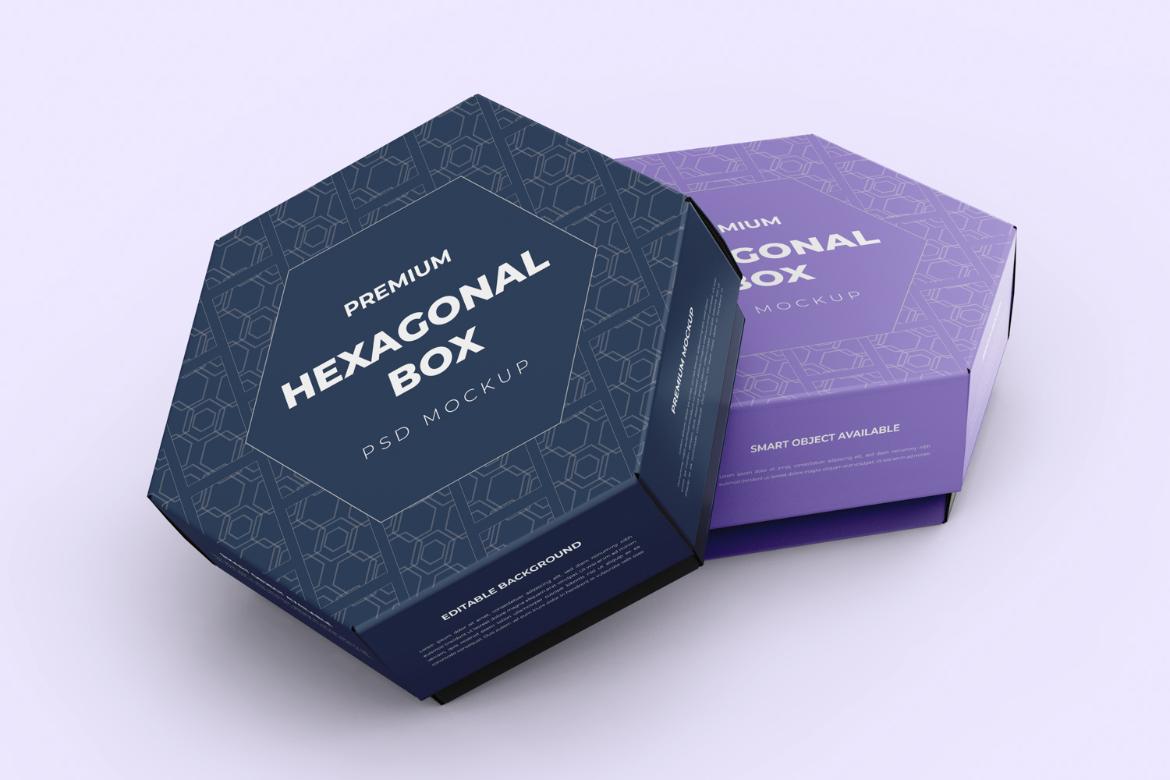 Hexagonal Paper Box Packaging Mockup