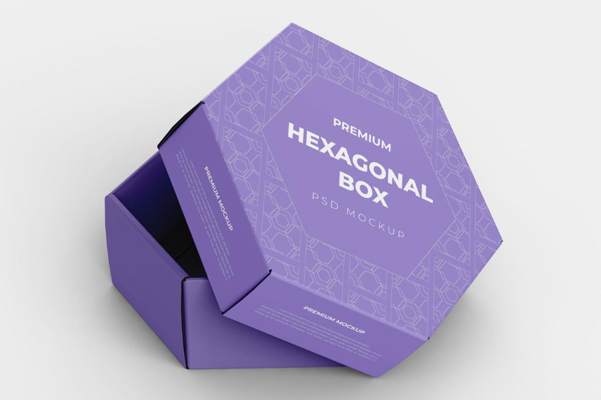 Hexagonal Paper Box Packaging Mockup