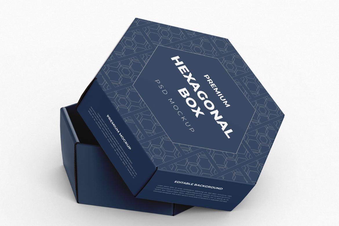 Hexagonal Paper Box Packaging Mockup