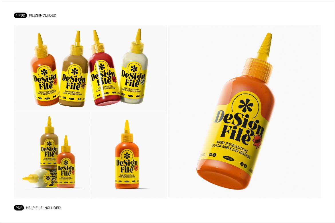 Sauce Bottle Mockup Set