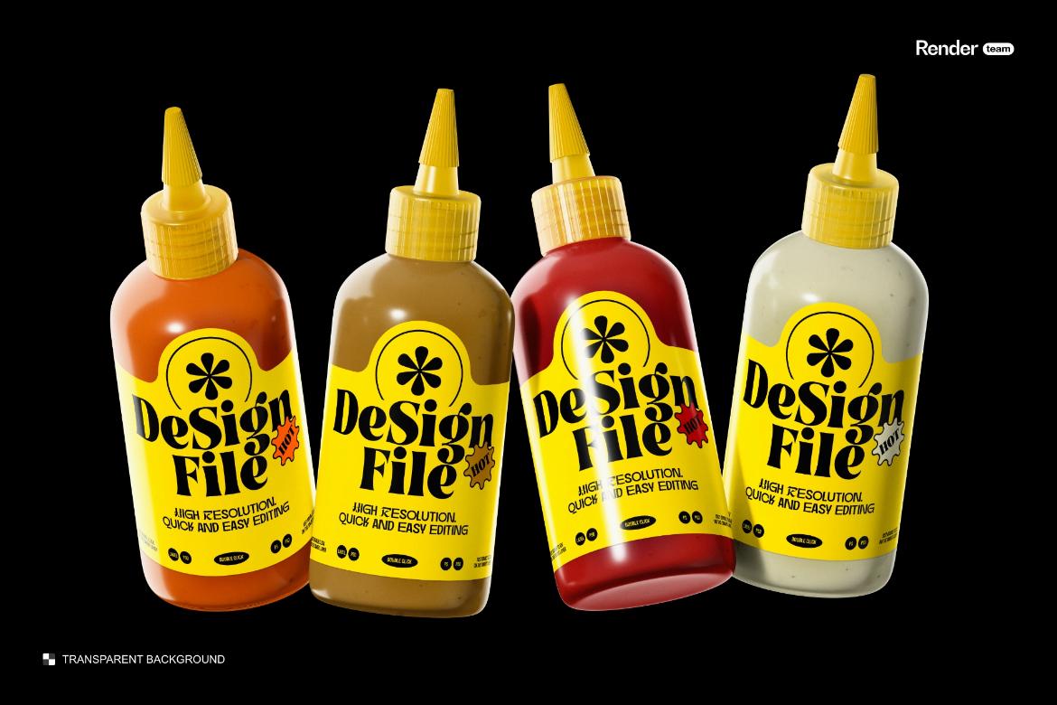 Sauce Bottle Mockup Set