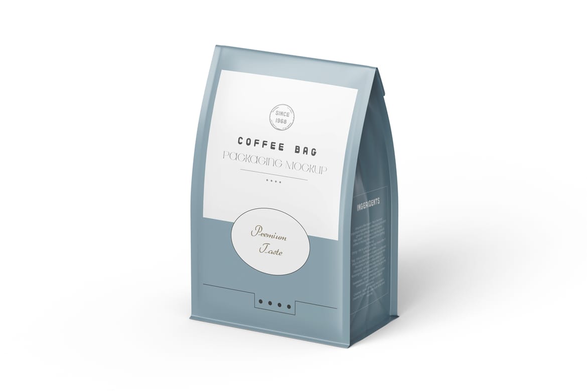 Matte Food Packaging Bag PSD Mockup