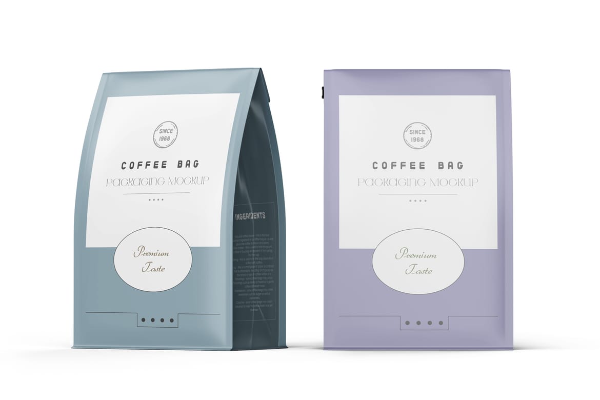 Matte Food Packaging Bag PSD Mockup