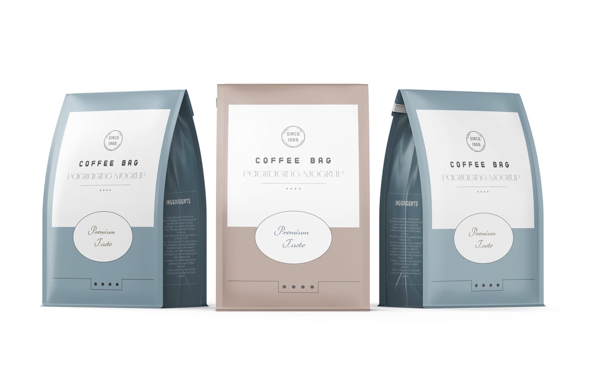 Matte Food Packaging Bag PSD Mockup