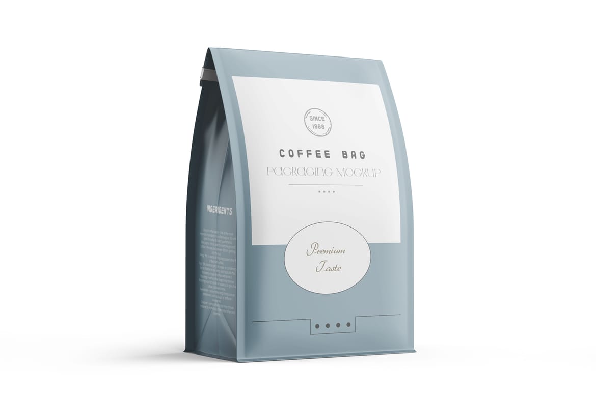 Matte Food Packaging Bag PSD Mockup