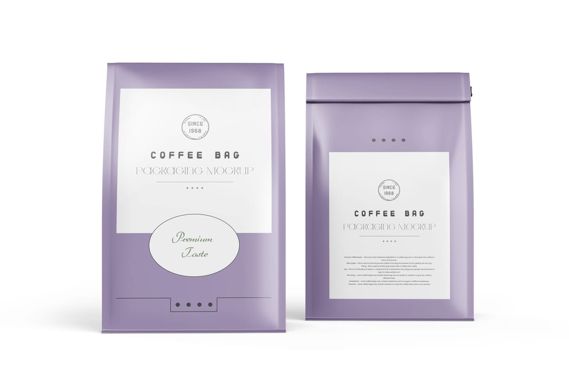 Matte Food Packaging Bag PSD Mockup