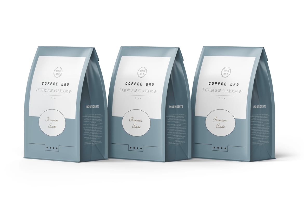 Matte Food Packaging Bag PSD Mockup