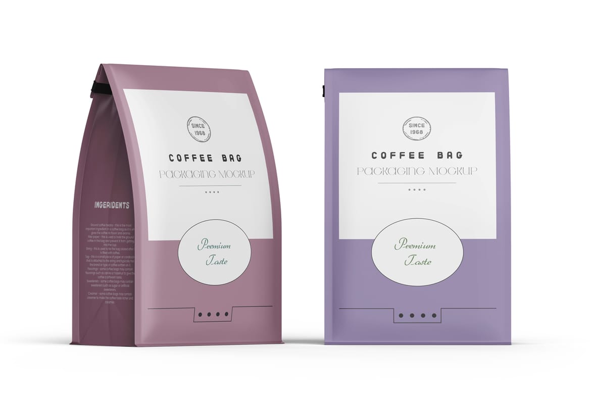 Matte Food Packaging Bag PSD Mockup