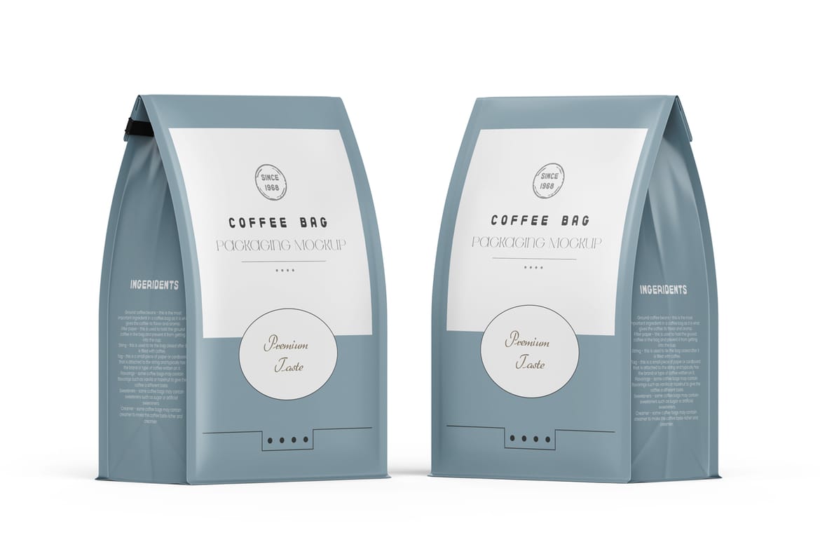 Matte Food Packaging Bag PSD Mockup