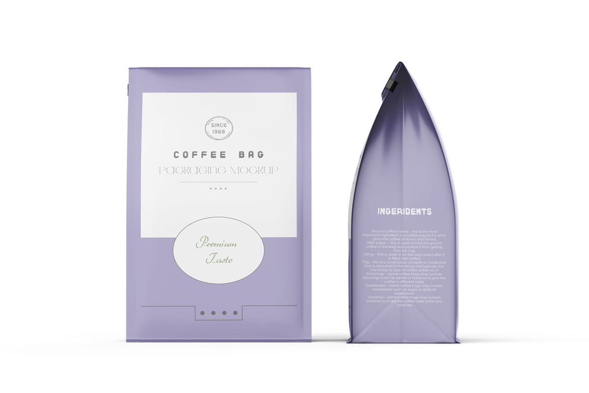 Matte Food Packaging Bag PSD Mockup