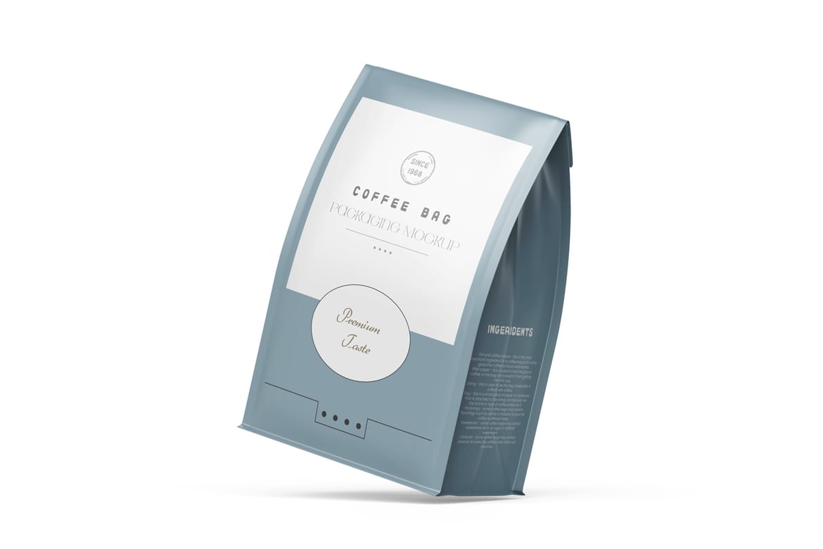 Matte Food Packaging Bag PSD Mockup