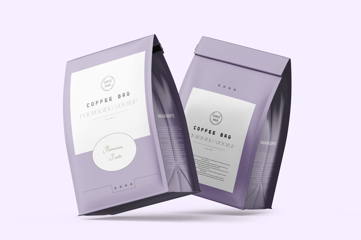 Matte Food Packaging Bag PSD Mockup