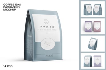 Matte Food Packaging Bag PSD Mockup