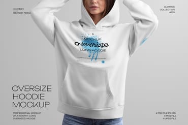 4 Mockups Woman Oversize Long Hoodie. vol.03