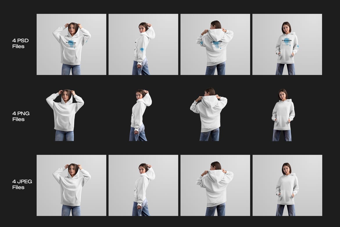 4 Mockups Woman Oversize Long Hoodie. vol.03