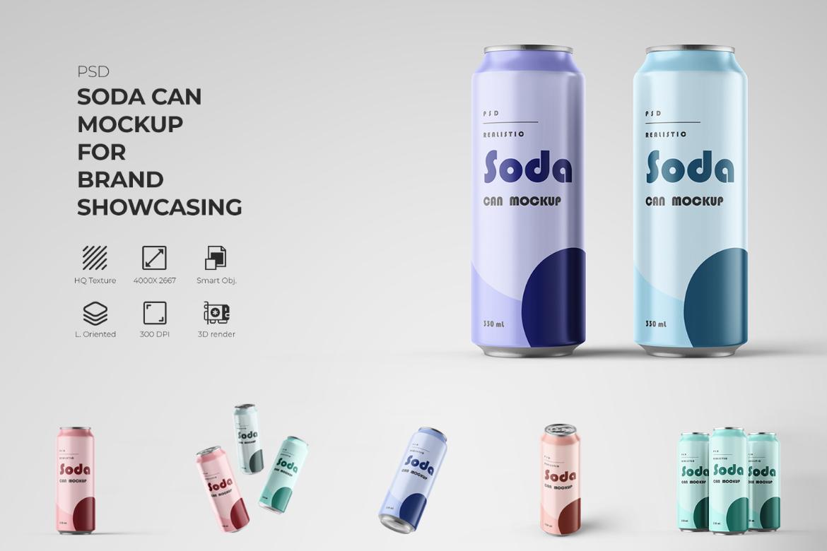 Realistic Soda Can Mockup