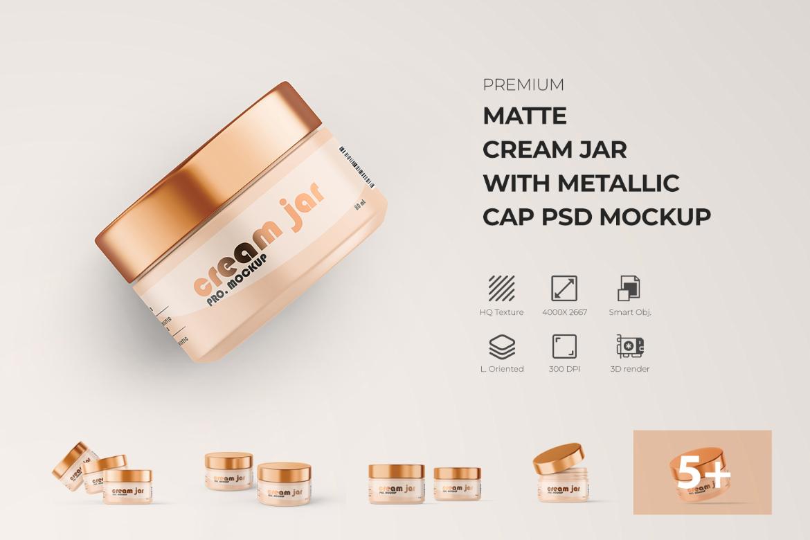 Matte Cream Jar Mockup for Cosmetic