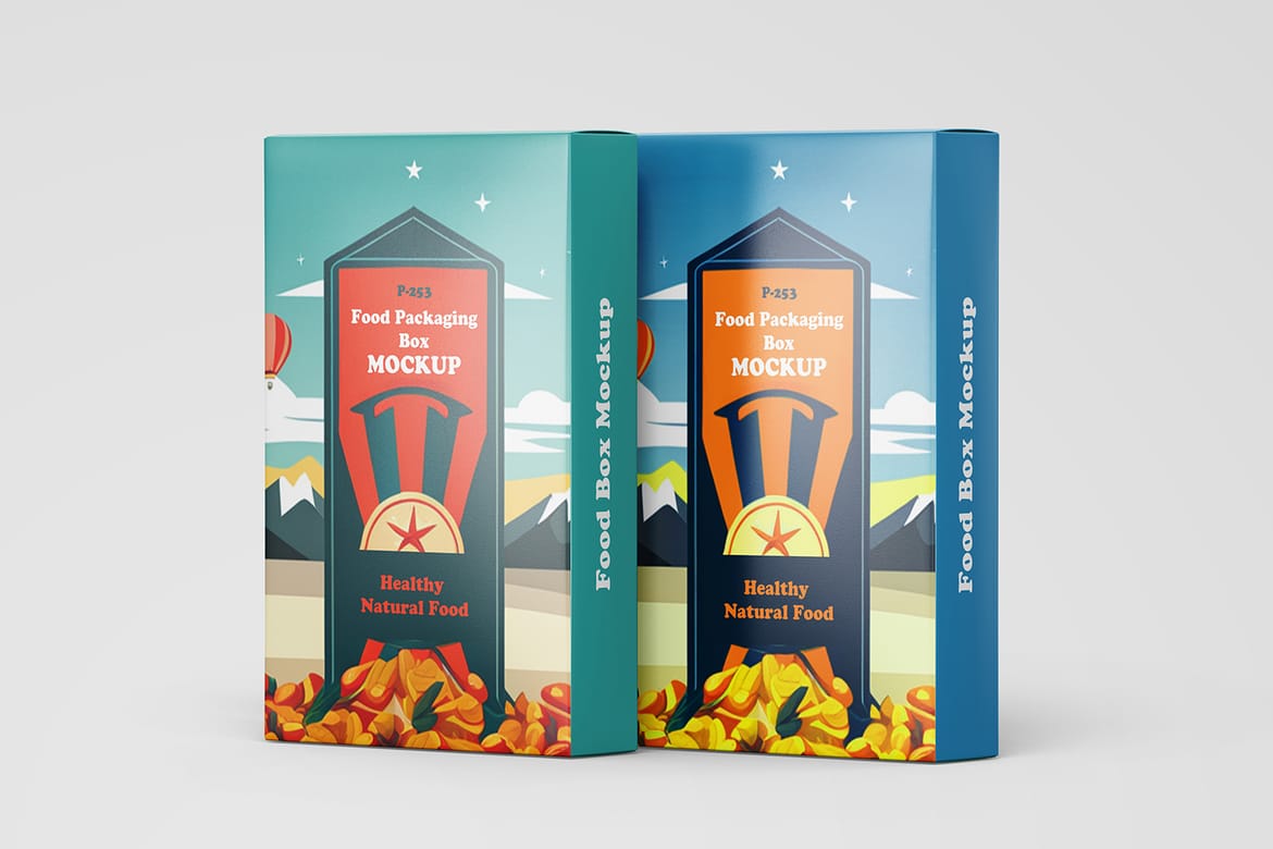 Vertical Food Packaging Box PSD Mockup