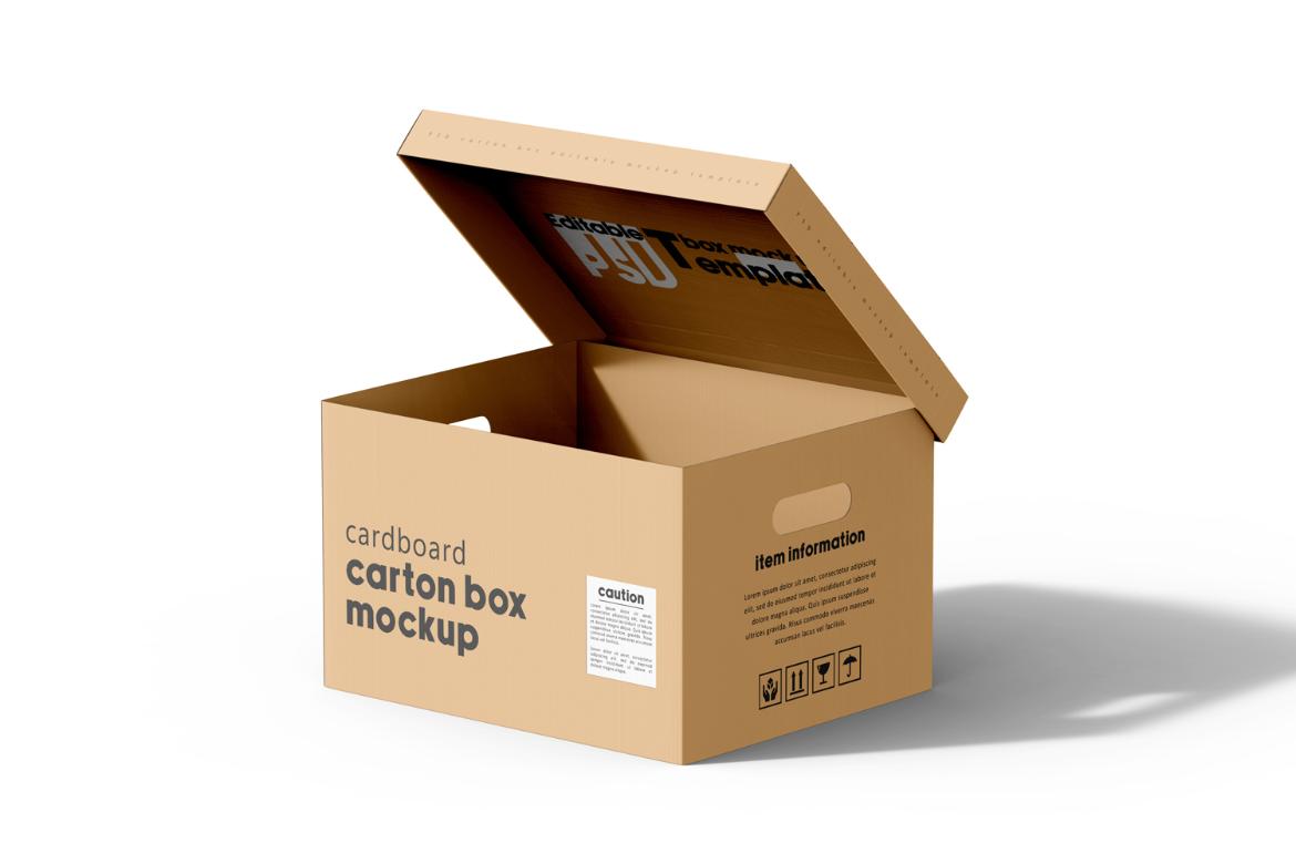 Cardboard Carton Moving Box Mockup