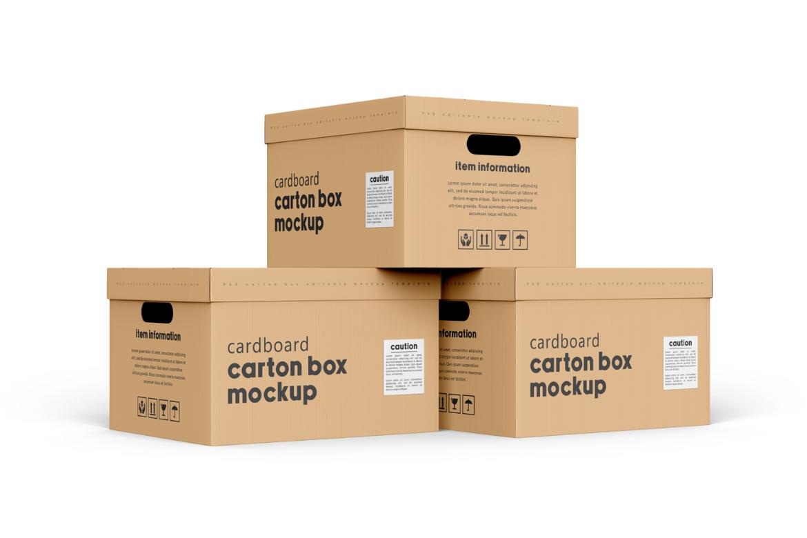 Cardboard Carton Moving Box Mockup