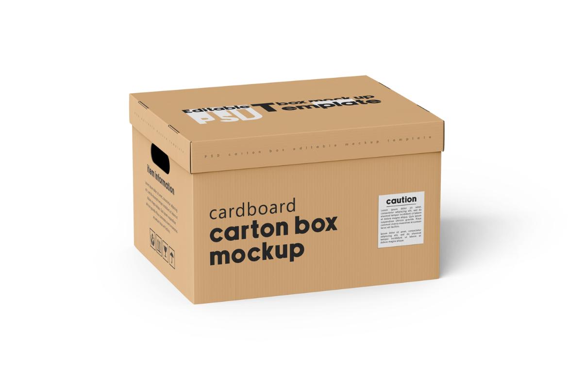 Cardboard Carton Moving Box Mockup