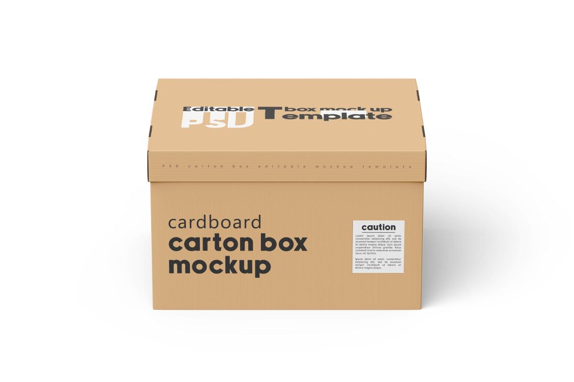 Cardboard Carton Moving Box Mockup