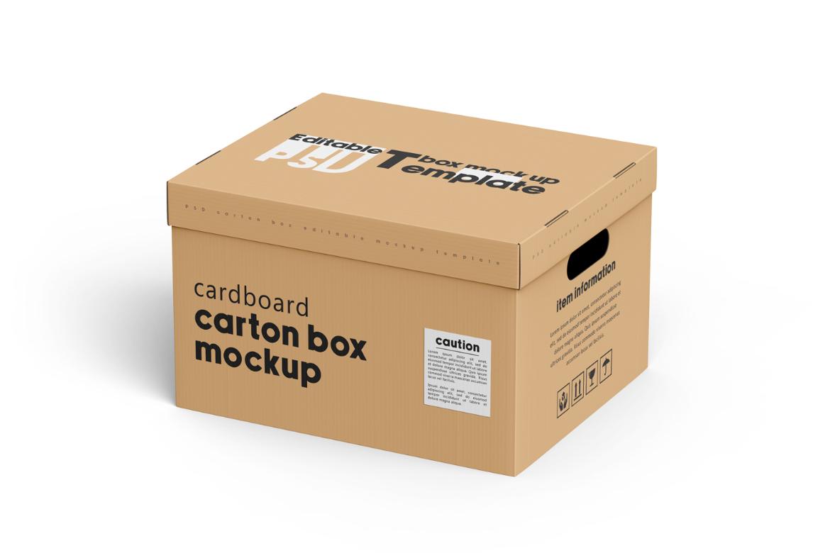 Cardboard Carton Moving Box Mockup