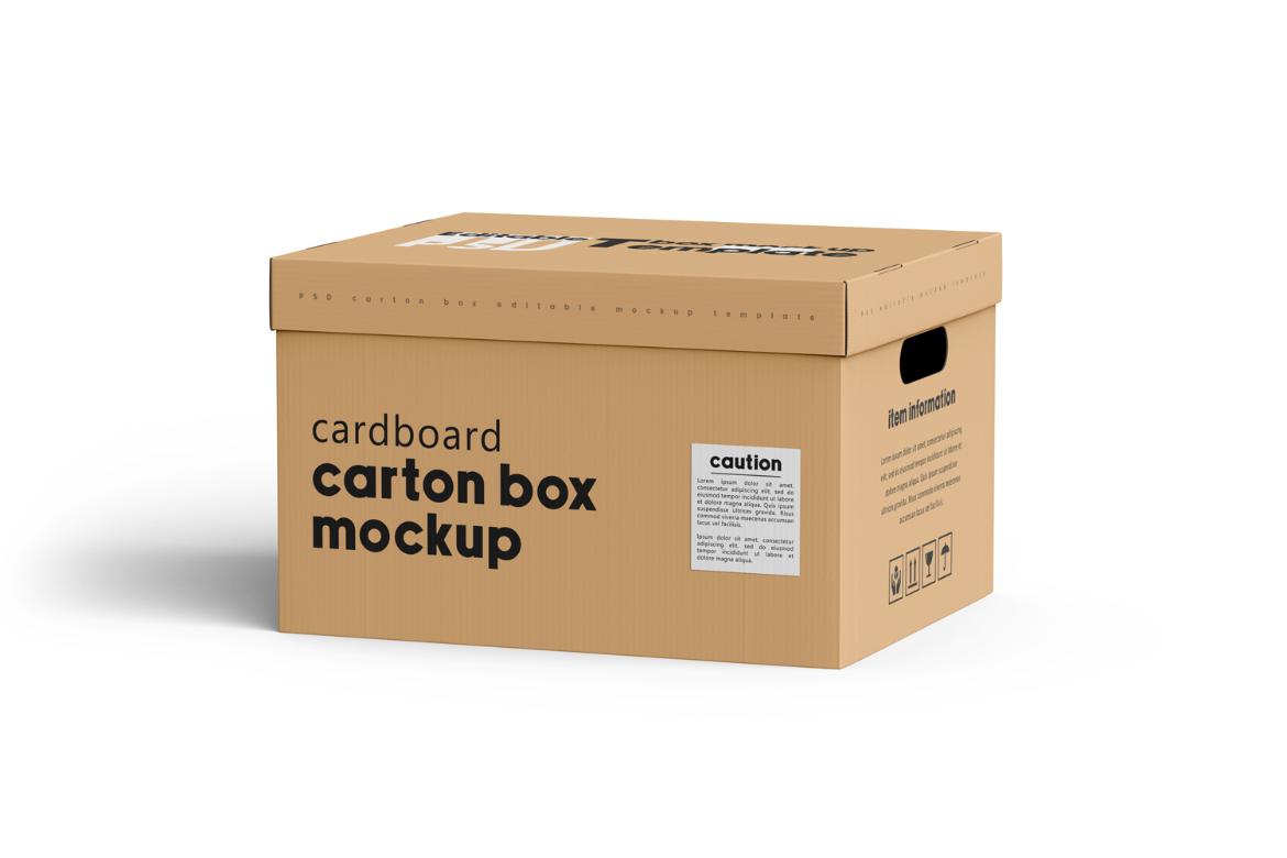 Cardboard Carton Moving Box Mockup