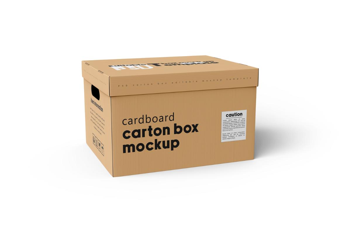 Cardboard Carton Moving Box Mockup