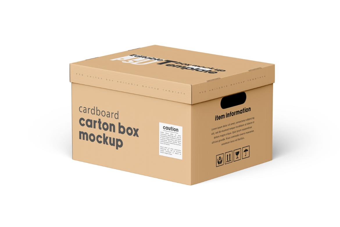 Cardboard Carton Moving Box Mockup