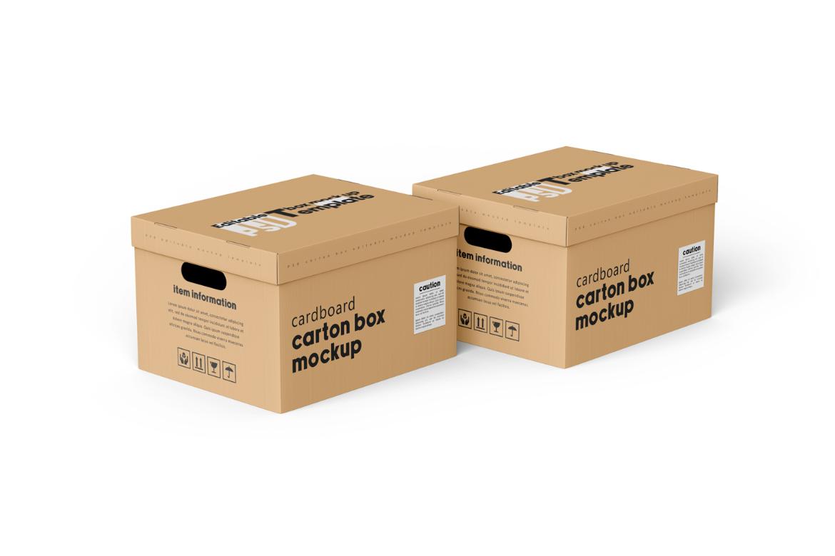 Cardboard Carton Moving Box Mockup
