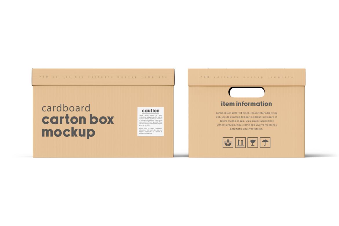 Cardboard Carton Moving Box Mockup