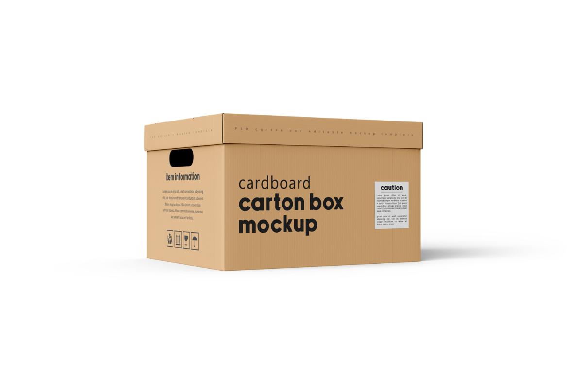 Cardboard Carton Moving Box Mockup