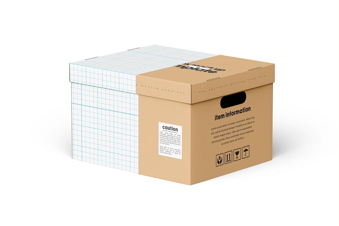 Cardboard Carton Moving Box Mockup