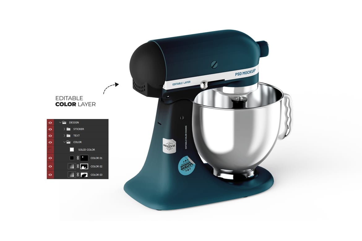 3D Immersive Electric Cake Mixer Mockup. 
