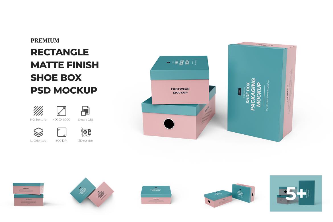 Customizable Shoe Box PSD Mockup