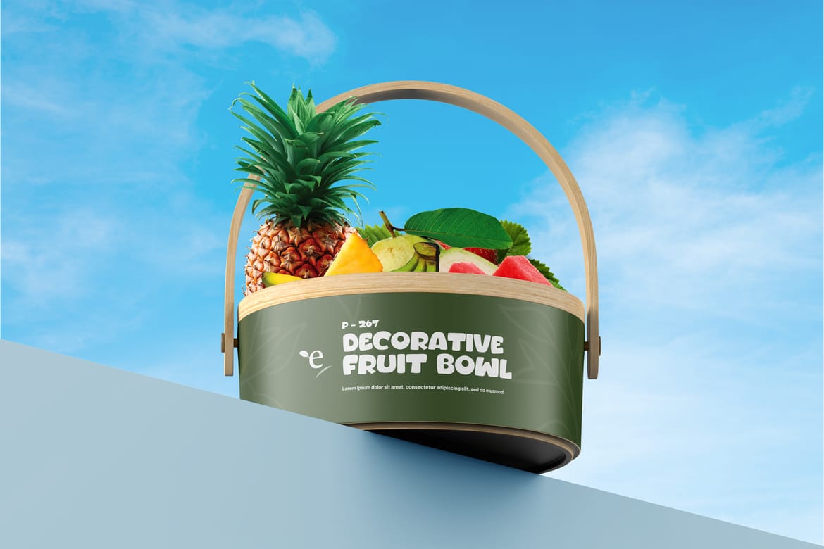 Decorative Fruit Bowl PSD Mockup 