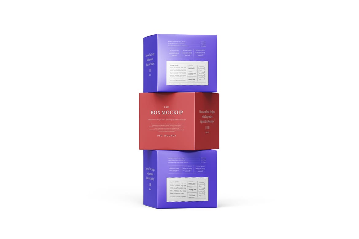 Square Box Packaging PSD Mockup