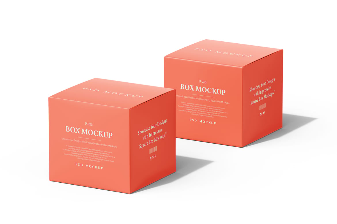 Square Box Packaging PSD Mockup
