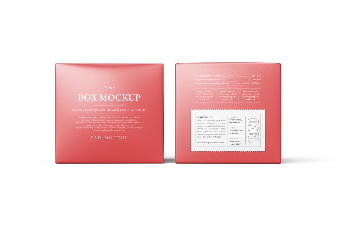Square Box Packaging PSD Mockup