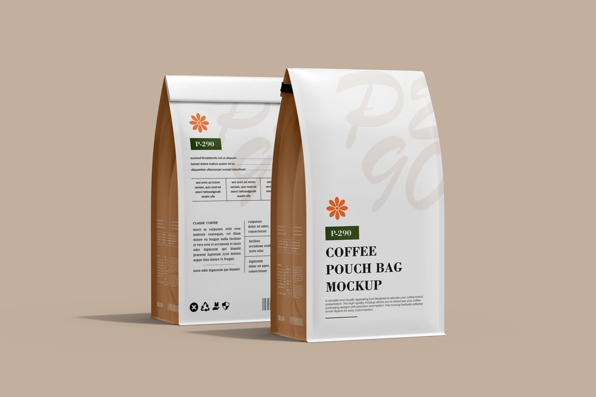 Coffee Pouch Packaging Design Mockup