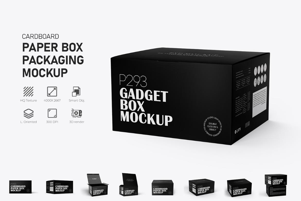 Rectangle Paper Gadget Box Mockup