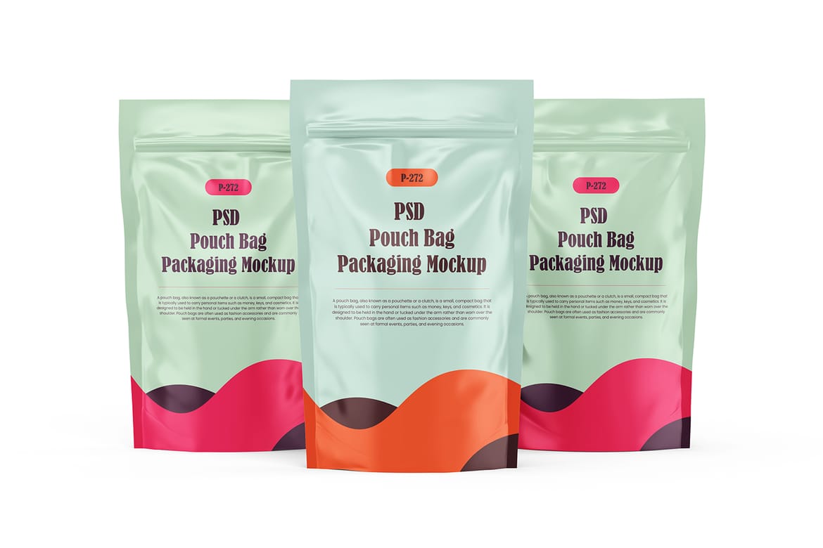  Matte Pouch Bag Packaging PSD Mockup