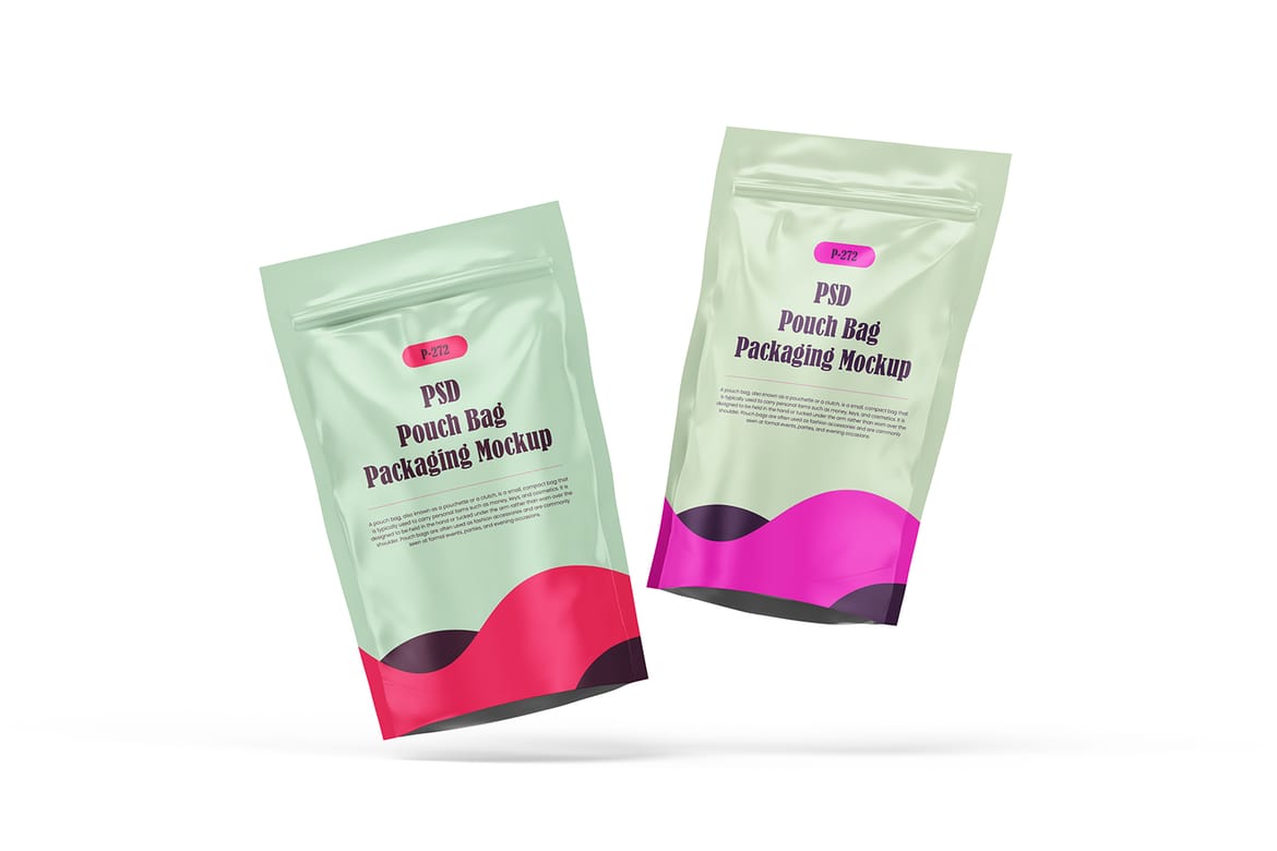  Matte Pouch Bag Packaging PSD Mockup