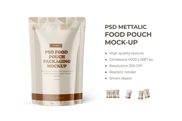 Metallic Food Pouch Branding Mockup