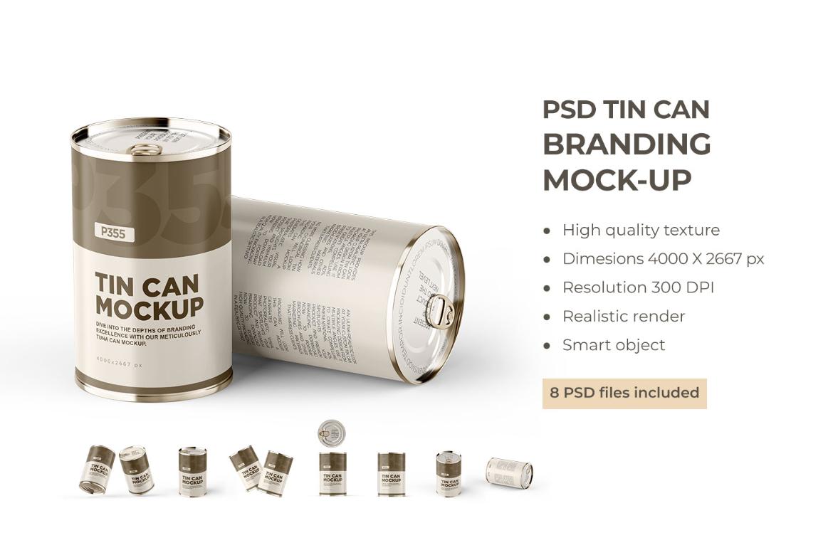 PSD Tin Can Product Branding Mockup