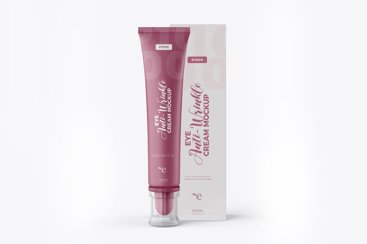 Cosmetic Cream Tube with Box Mockup