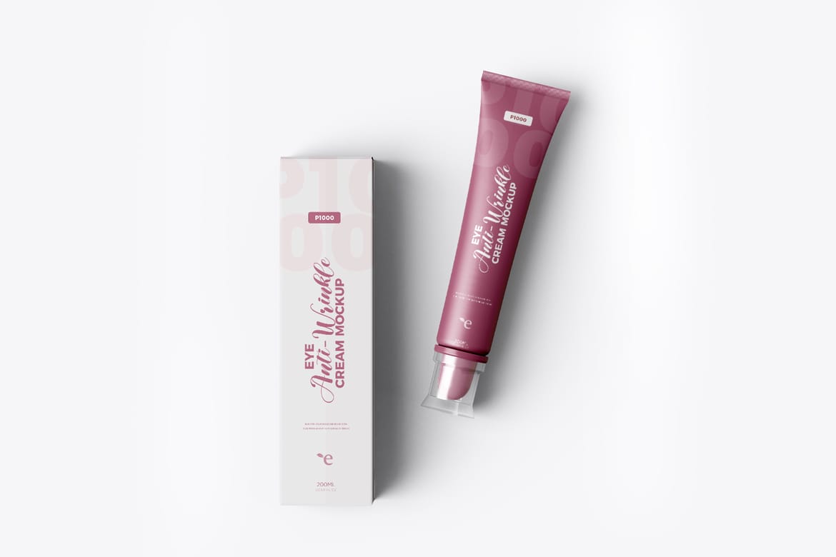Cosmetic Cream Tube with Box Mockup
