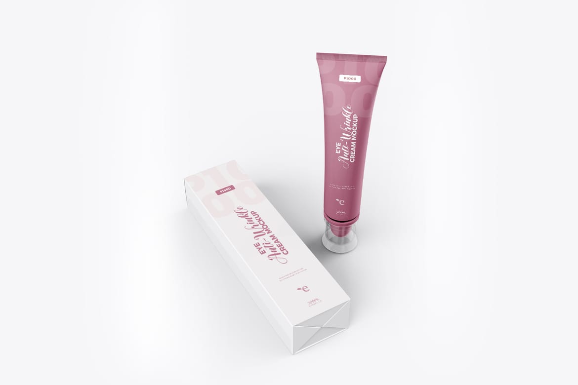 Cosmetic Cream Tube with Box Mockup