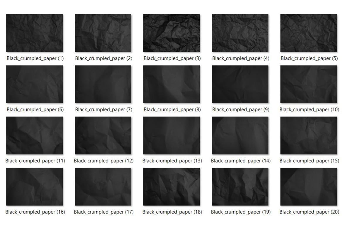 20 Black Crumpled Paper Texture